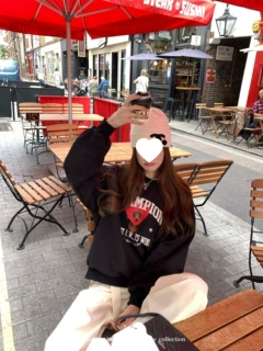 人棉空气层韩版氛围感超美小狗印花长袖卫衣女秋季装百搭圆领上衣