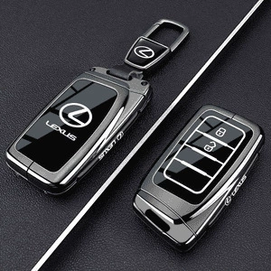 Keys for Models: Car key bag - lexus-b-model-2-button-key-fob-case-piano-black-car-logo-trapezoid-buckle
