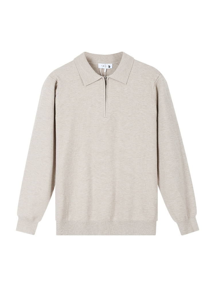 Otoño y invierno de hombre alta sensación de semiacremallera con solapa suéter de hombre de negocios casual hoodie polo jersey base hombre