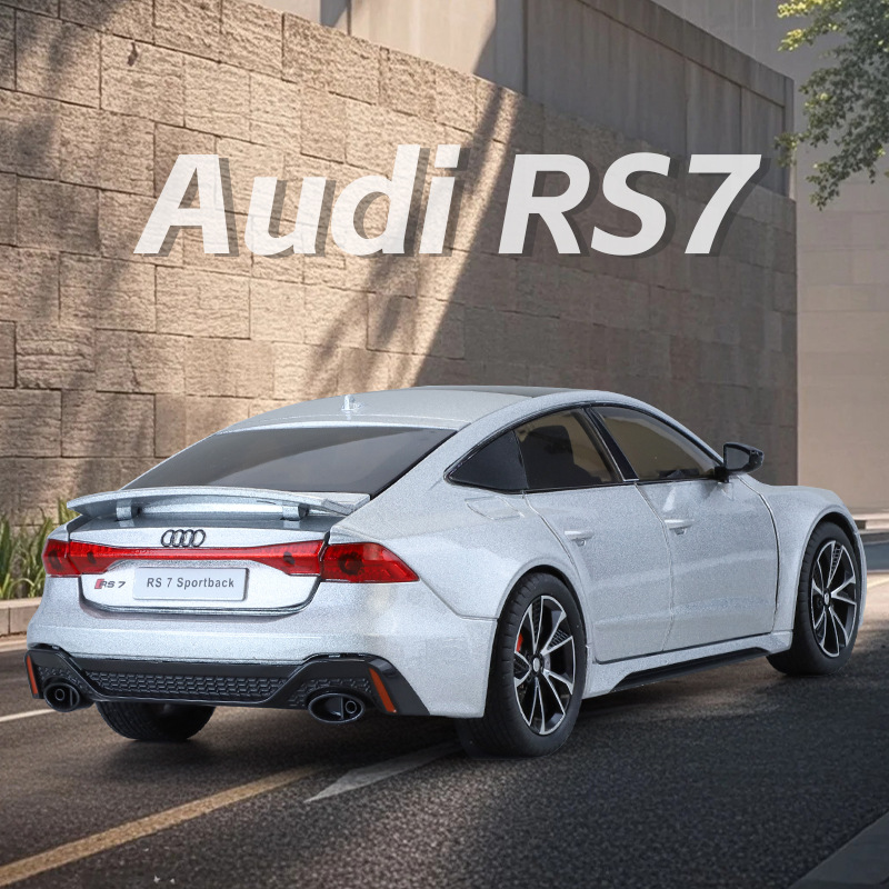 Auténtico autorizado 1:24 Audi RS7 modelo de coche de aleación de ala trasera elevable decoración de coche colección de coche de retorno de luz y sonido