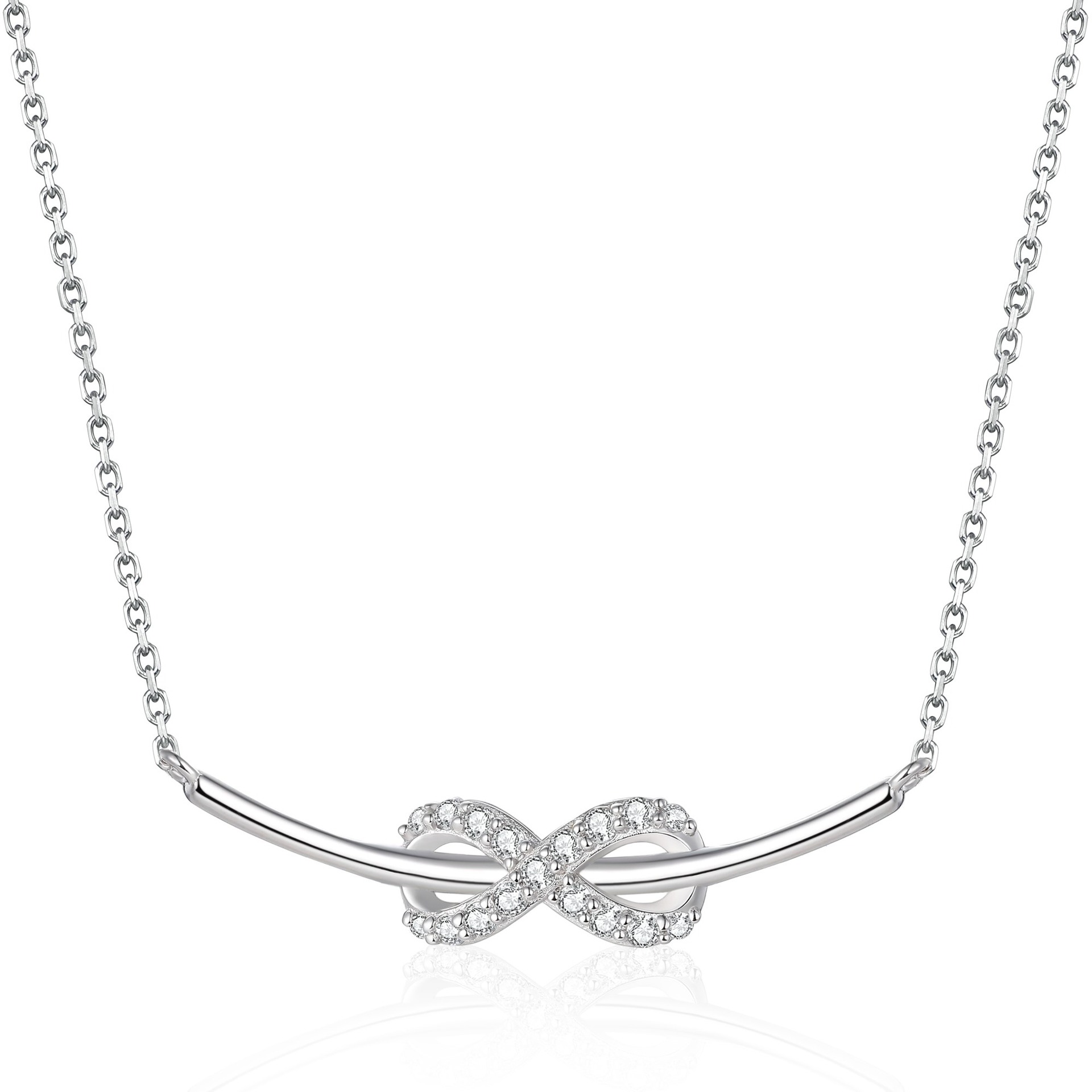 Tonglin Cross-Border New Product S925 Sterling Silver Fashion Stylish Love Unlimited Necklace Niche Design Bow Necklace for Women