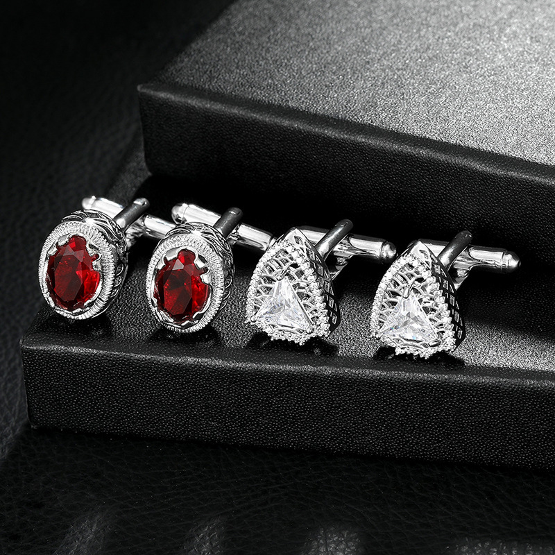 nuovi gemelli alla moda in metallo cavo intarsiato in rame con diamanti e rubini, gemelli da abito di alta qualità_voghion.com