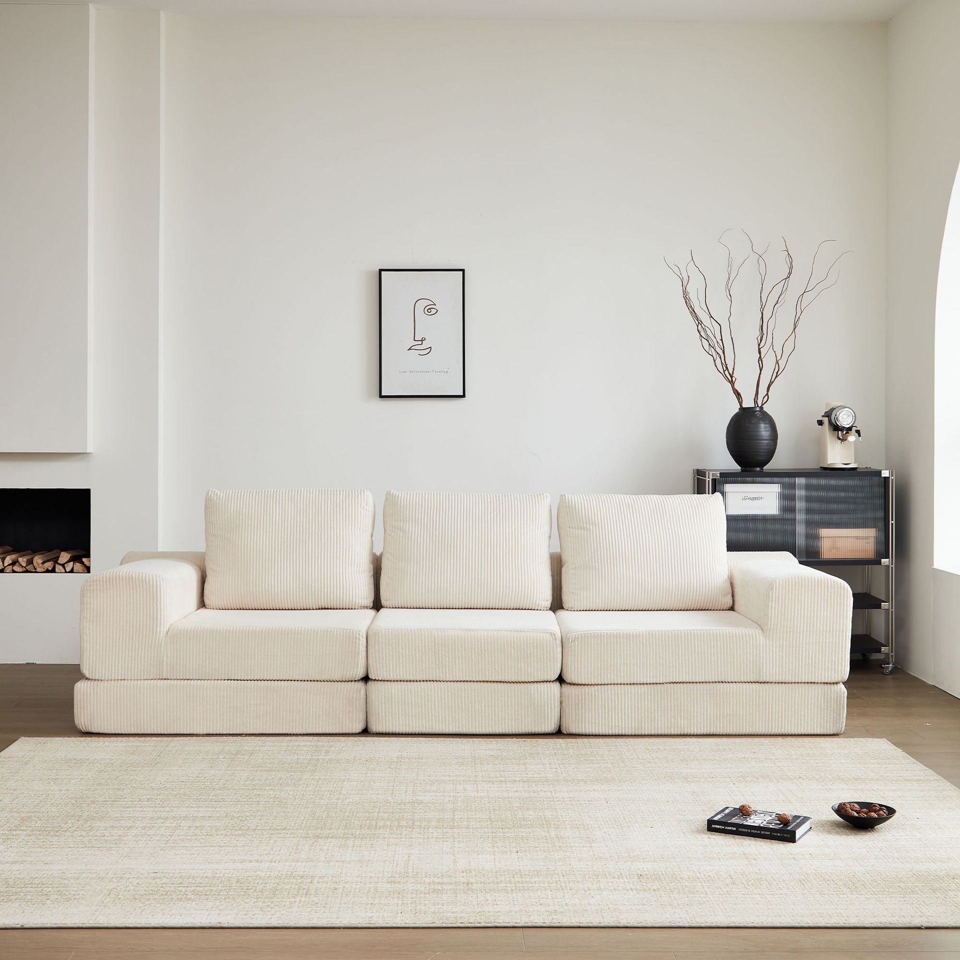 Transfronterizo moderno y simple sofá de compresión de vacío de esponja completa sofá de sala de estar módulo de tela combinado