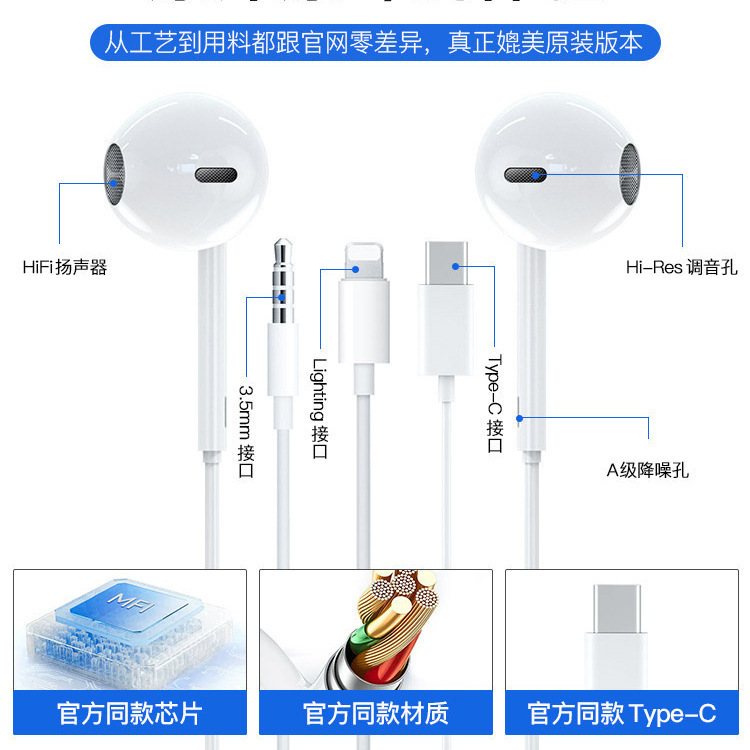 Original Rhino Wolf Genuine Product Suitable for Apple Wired Headphones Type-C Interface Iphone17 Government Subsidy 16/15