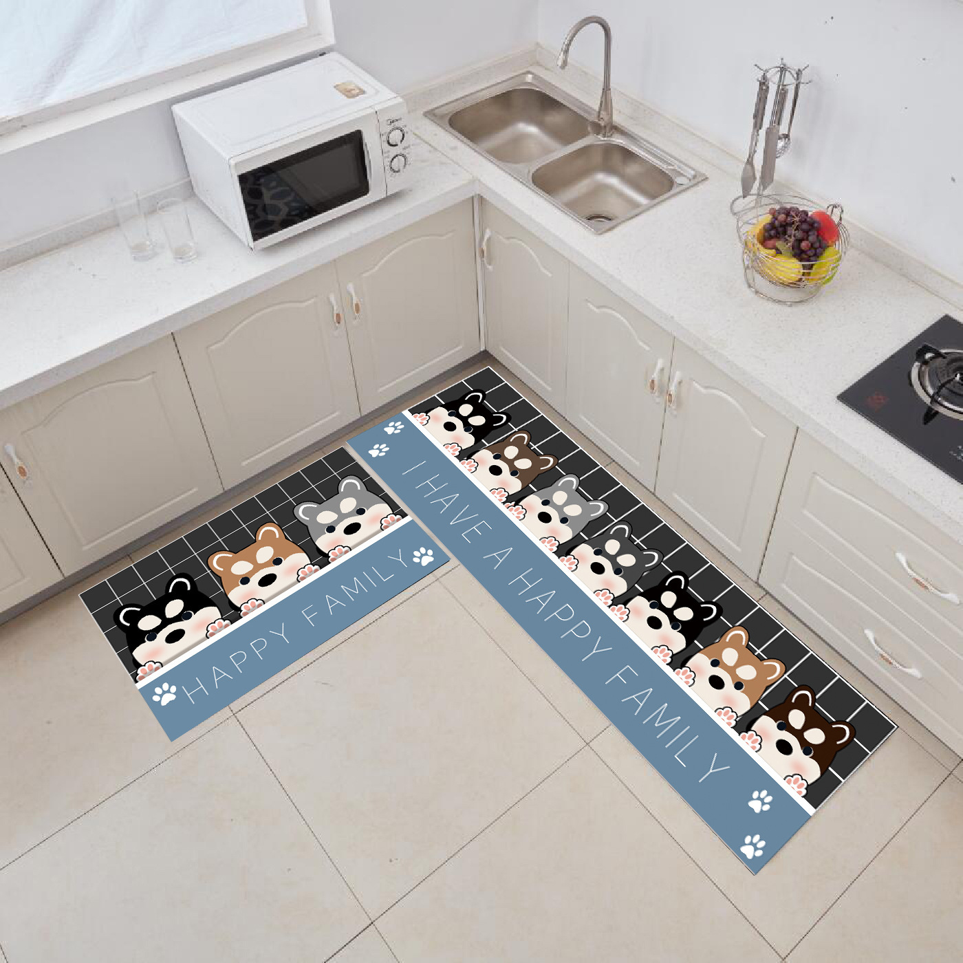 Alfombra de piso antideslizante resistente a las manchas largas de dibujos animados hogar absorbente de aceite alfombra de piso de cocina cristal terciopelo alfombra de piso tienda completa se puede utilizar para la entrega