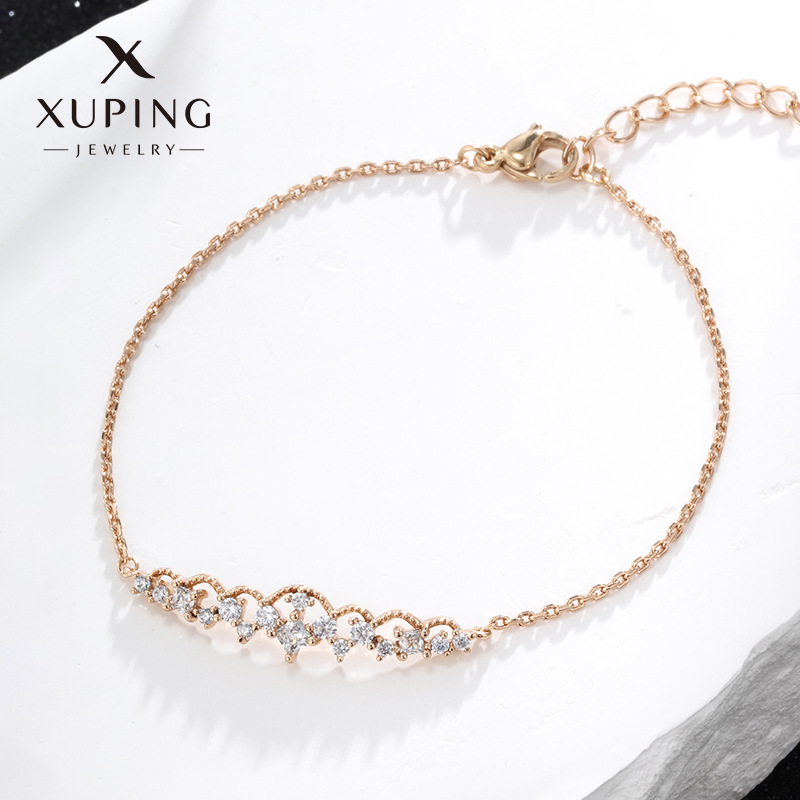 Xuping nueva pulsera de zircón redonda transfronteriza de estilo femenino minimalista de alta sensación de joyería de aleación de cadena O