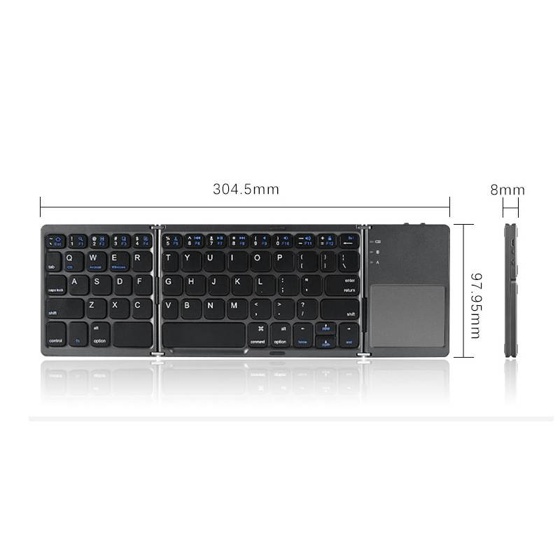 ポータブル超薄型ワイヤレスミニ三折りたたみbluetoothキーボードb 33携帯電話タブレットオフィス共通タッチパッド付き|undefined
