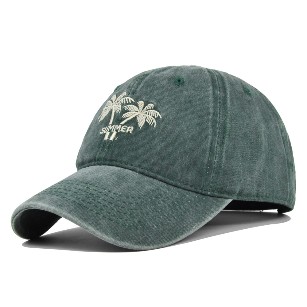 Mens Baseball Cap With Coconut Embroidery Washed Cotton Sun Visor_voghion.com