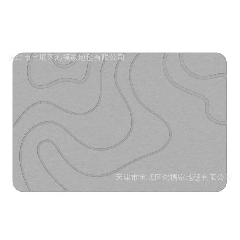 跨境素色条纹软硅藻泥地垫欧美浴室卫生间防滑吸水脚垫地毯厨房垫|undefined