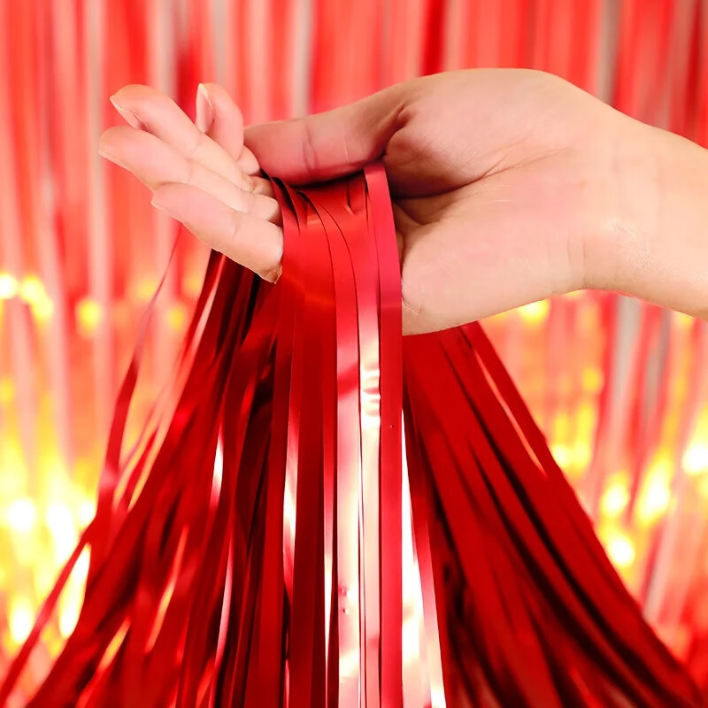 Decoración de bordillo cortina de seda de lluvia fiesta de cumpleaños boda fondo pared decoración de diseño brillante cuadrado cortina de seda de lluvia bordillo