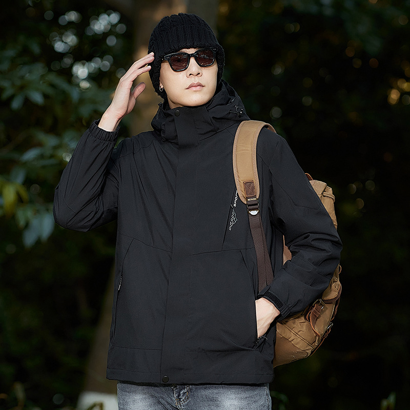 3 - en - 1 ropa de asalto para hombres al aire libre dos piezas de relleno de terciopelo interior otoño invierno montañismo impresión de logotipo fijo ropa de trabajo mujer