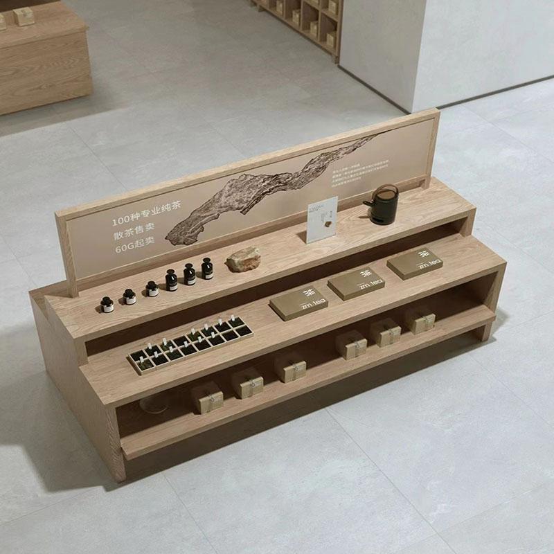 茶叶中岛展示台服装店流水桌商用货架阶梯院化妆品产品陈列柜
