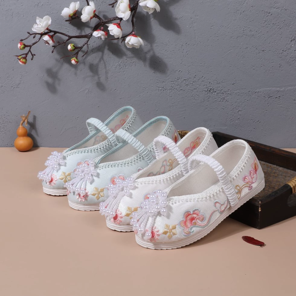 Детская Тканевая обувь Ruoxi Old Beijing для девочек, детские старинные костюмы в китайском стиле, обувь с вышивкой, Детская антикварная обувь ханьфу