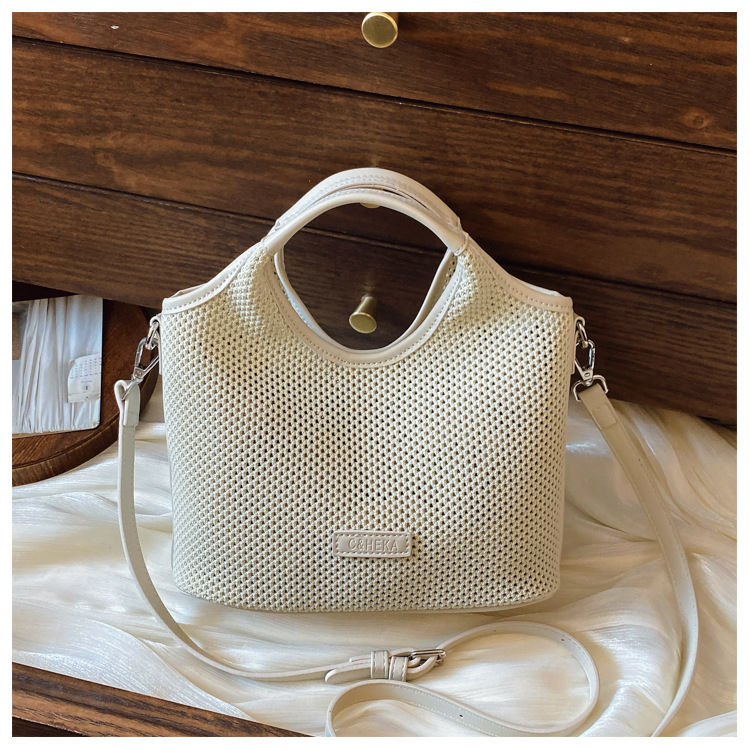 Korean style laid-back and relaxed tote bag 2025 new summer versatile woven and pieced large-capacity single-shoulder bag undefined