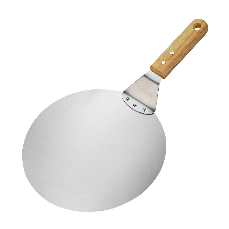 Herramientas de horneado en stock, herramientas de pizza, pala de pizza de 10 pulgadas, transferencia de alimentos, mango de madera de acero inoxidable, pala de pizza image 5