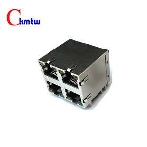 [网口插座RJ45-8P8C 2*2 H=31.23 弯脚 带屏蔽 带灯 带弹片 香茹脚]