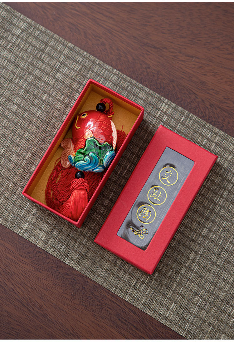 Hand painted Ruyi year fish ornaments car pendant interior supplies toe Pottery Creative colorful gift