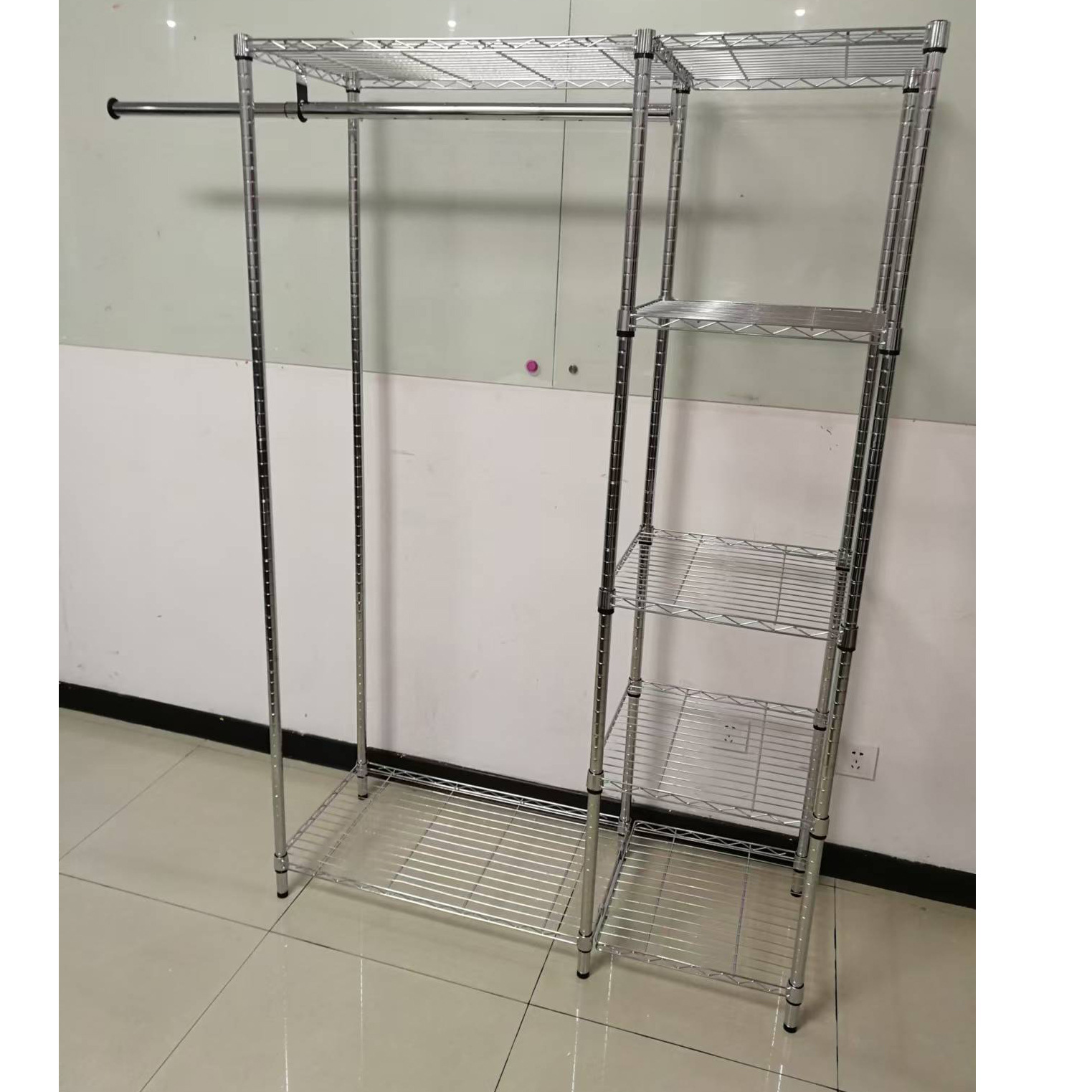 Clothing and Hat Floor Stand Display Rack Shoe and Bag Display Hanger Women's Clothing Store Multi-Layer Stainless Steel Display Rack Multi-Layer Storage