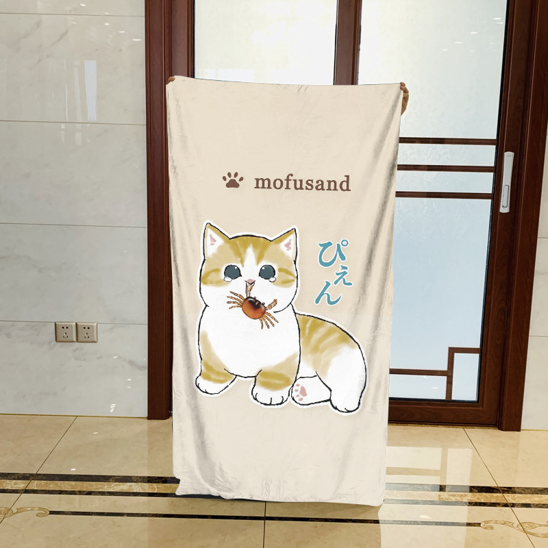 Shark cat shark popular cat hug shrimp peripheral bath towel beach towel absorbent towel