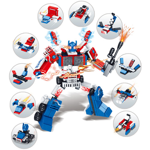 Compatible with Lego small particle building blocks, deformable robot assembly toys, children's educational kindergarten gifts