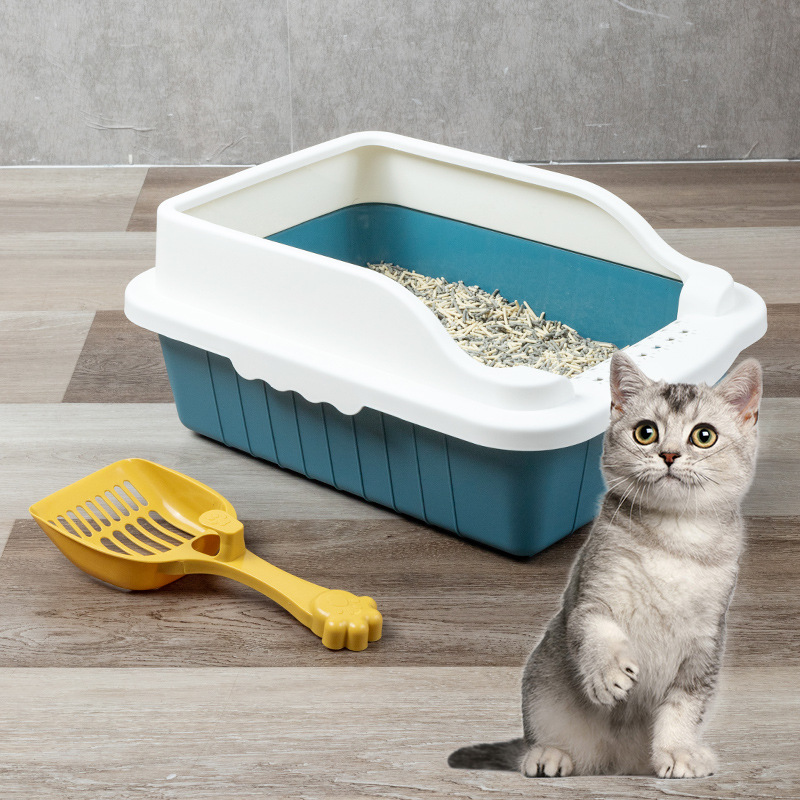 Basina de arena para gatos gran tamaño semi-cerrado inodoro para gatos anti-banda de arena especial pequeña para gatos pequeños artículos de arena para gatos