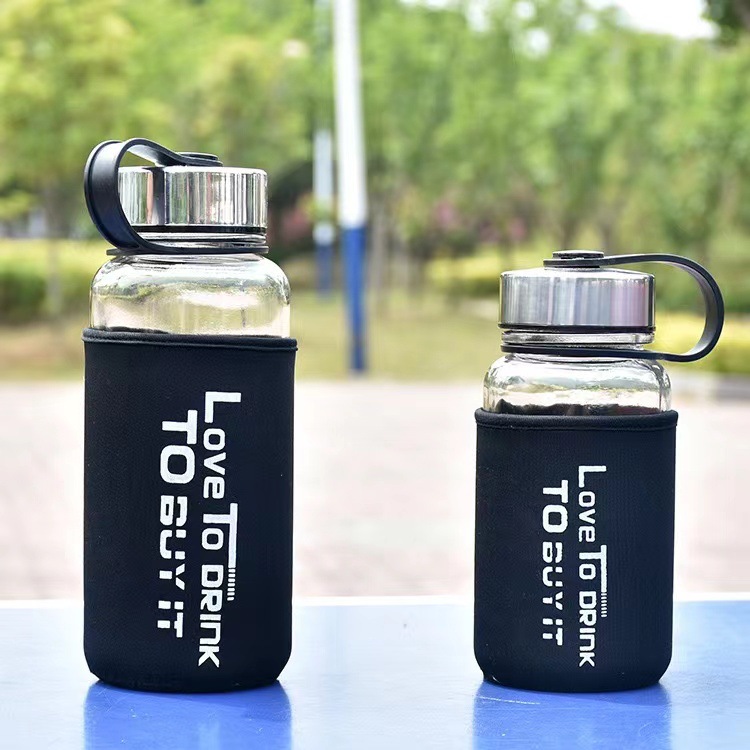 Large Capacity 1000ml Glass Space Cup, Portable Cup with Sleeve, High Appearance Value, High Temperature Resistant Tea Cup Wholesale