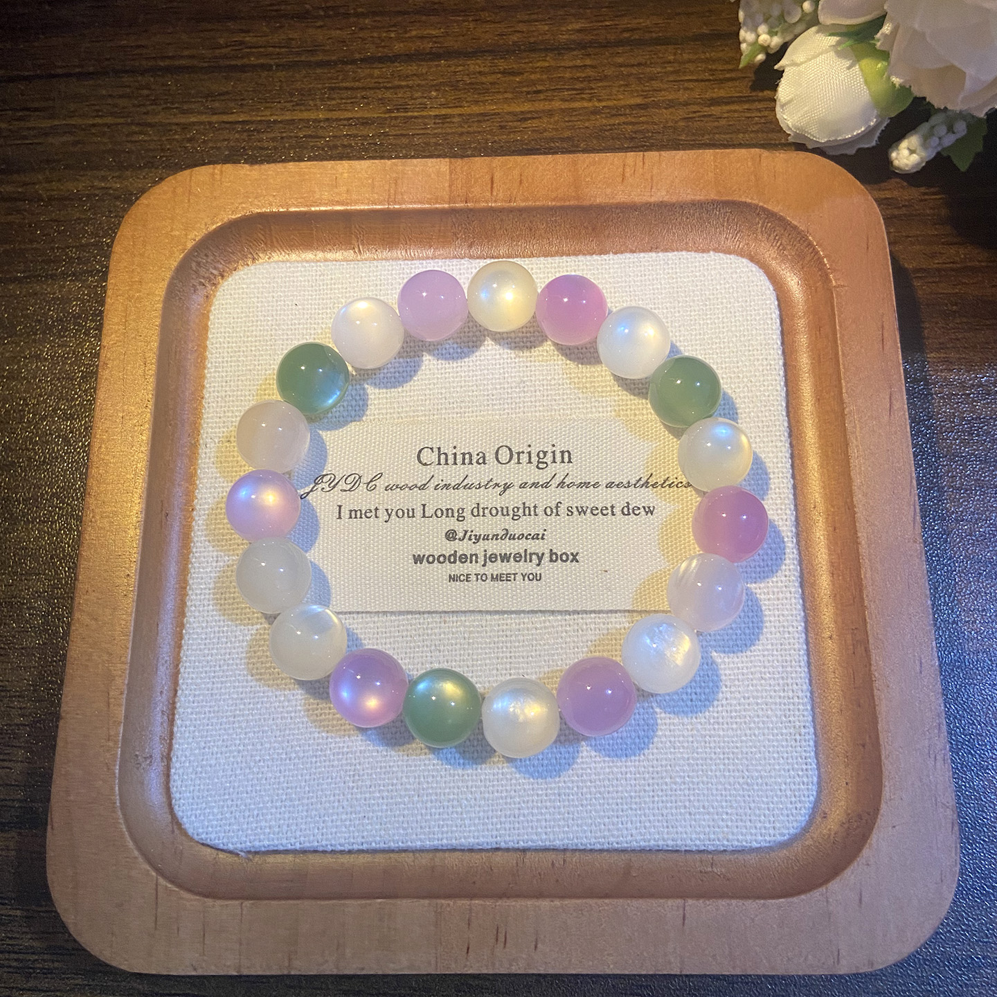 【彩虹玫瑰】遇紫外线光变色手串女彩色多巴胺5新串珠手