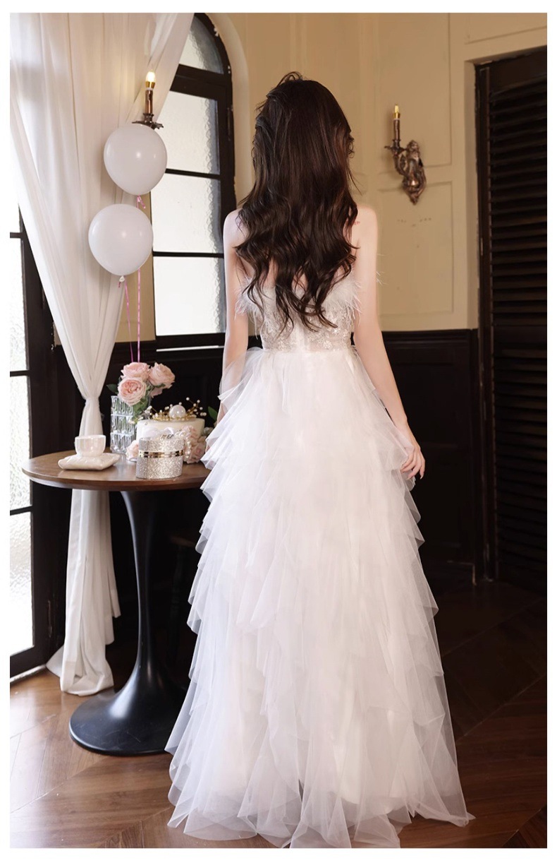 Đầm dạ hội cao cấp trắng tinh tế, thiết kế ôm body quyến rũ — Váy tiên nữ lông vũ màu trắng, Màu đen chi tiết 21