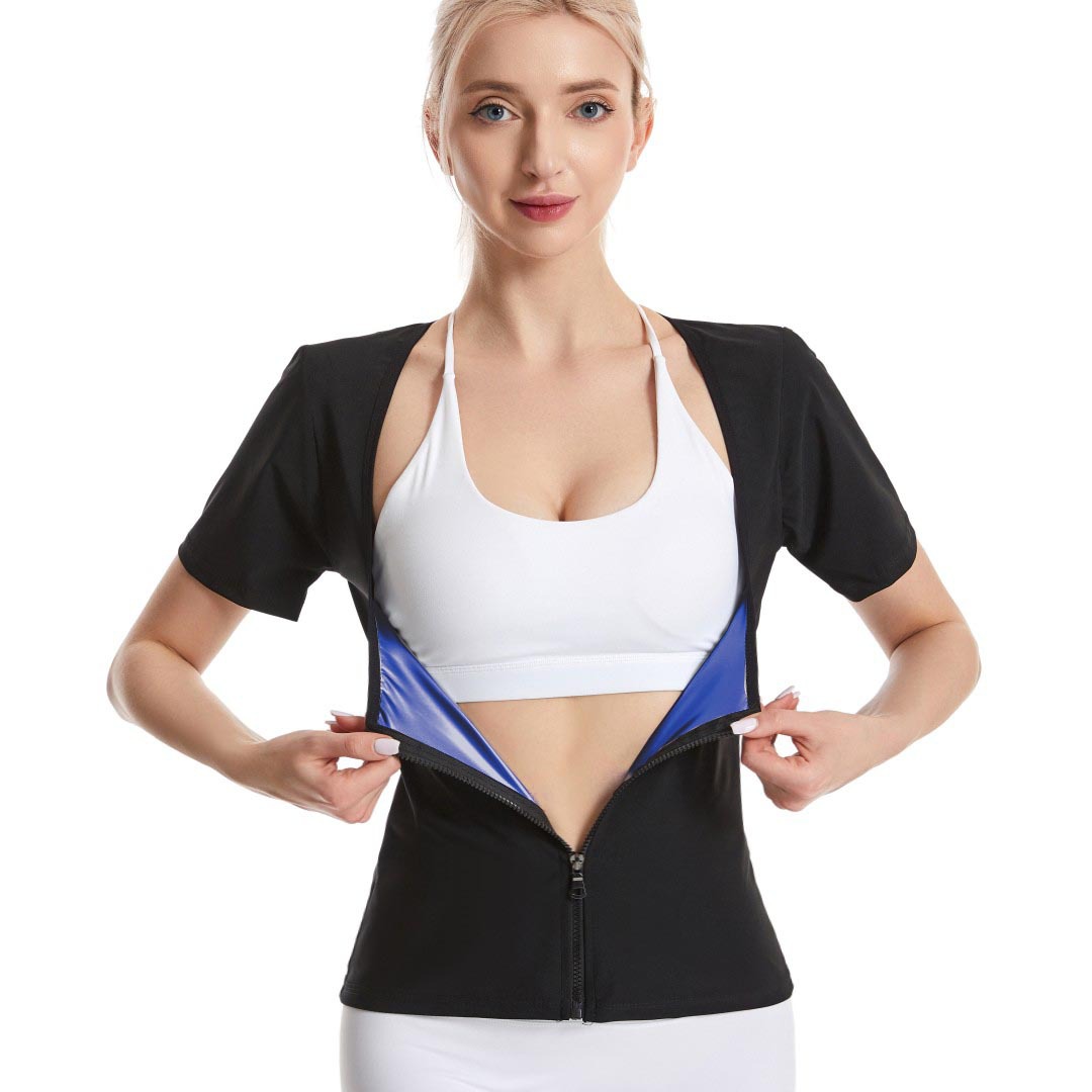 Transfronterizo de las mujeres sudor corsé pecho ropa interior yoga corsé vientre contrayendo sudor-Romper ropa cremallera deportes camiseta