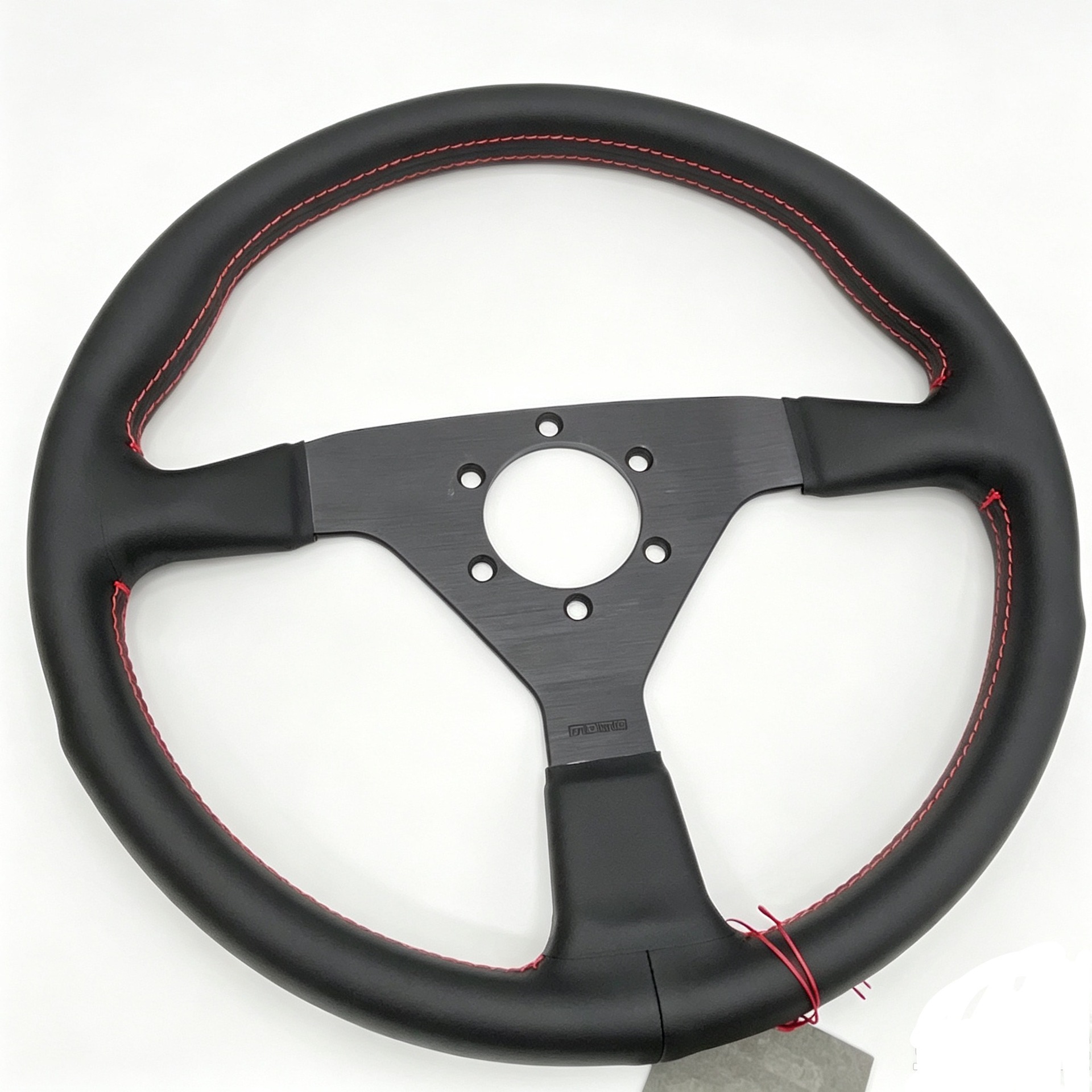 14inch Modified genuine leather car steering wheel V1 flat double-line 5mm thickened bracket drift racing steering wheel