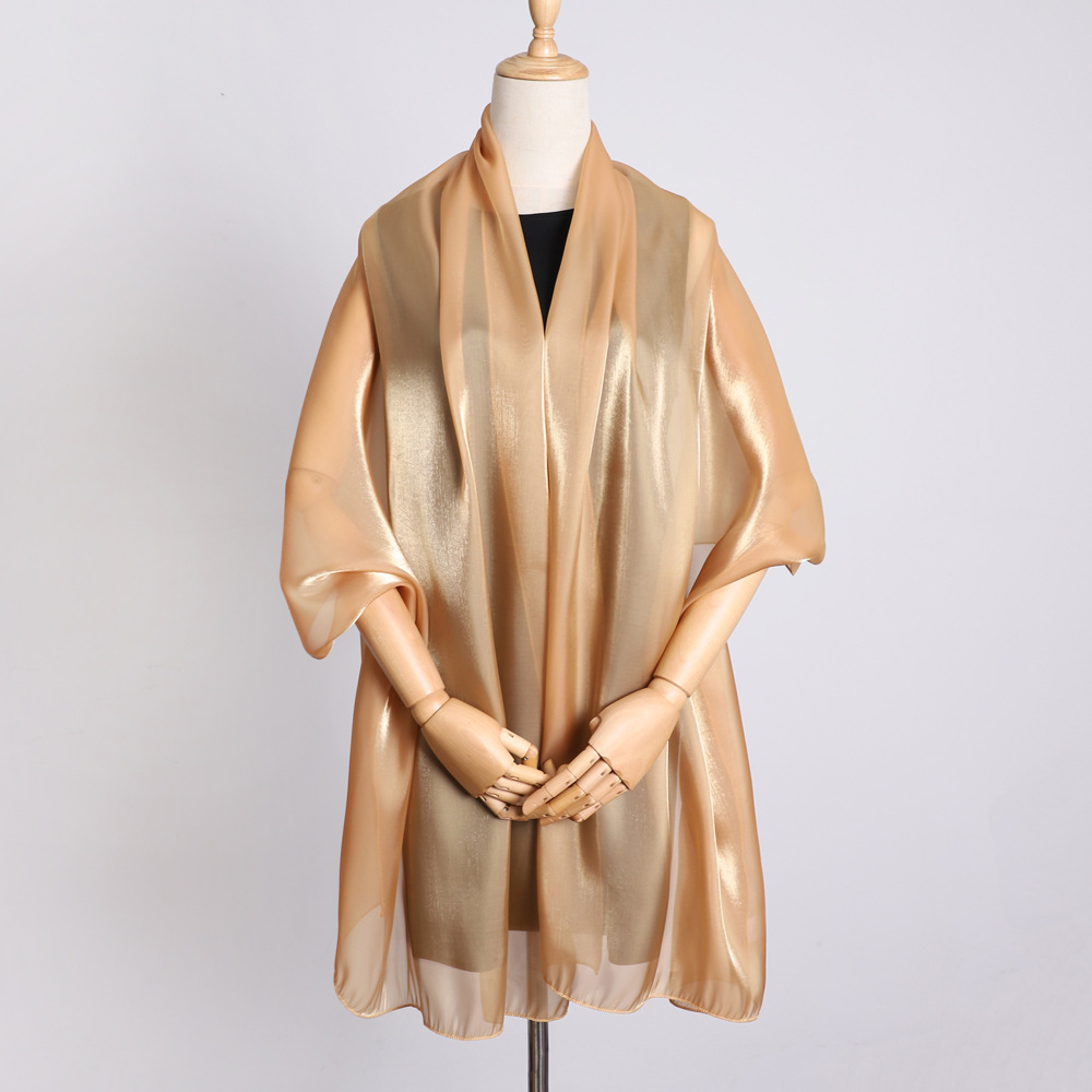 Femmes Élégant Style Vintage Couleur Unie Organza Écharpe En Soie display picture 2