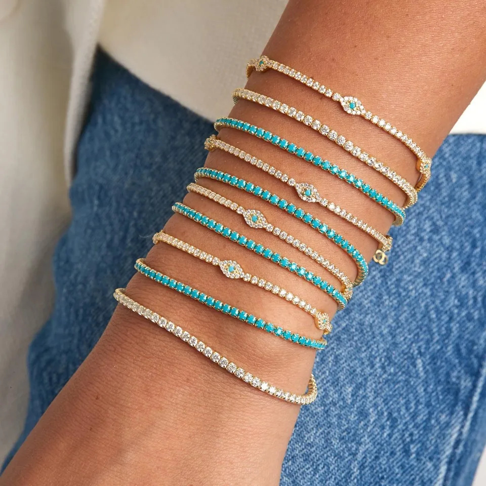 1 Piece Quantity Holiday, Daily Occasion Wholesale Jewelry Retro Geometric Copper Zircon Bracelets Tennis Chain