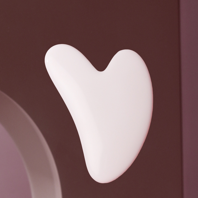 Placa de masaje de cristal de polvo en forma de corazón, masaje de rodillos de doble cabeza, masaje de lágrimas de jade, masaje facial conjunto de belleza