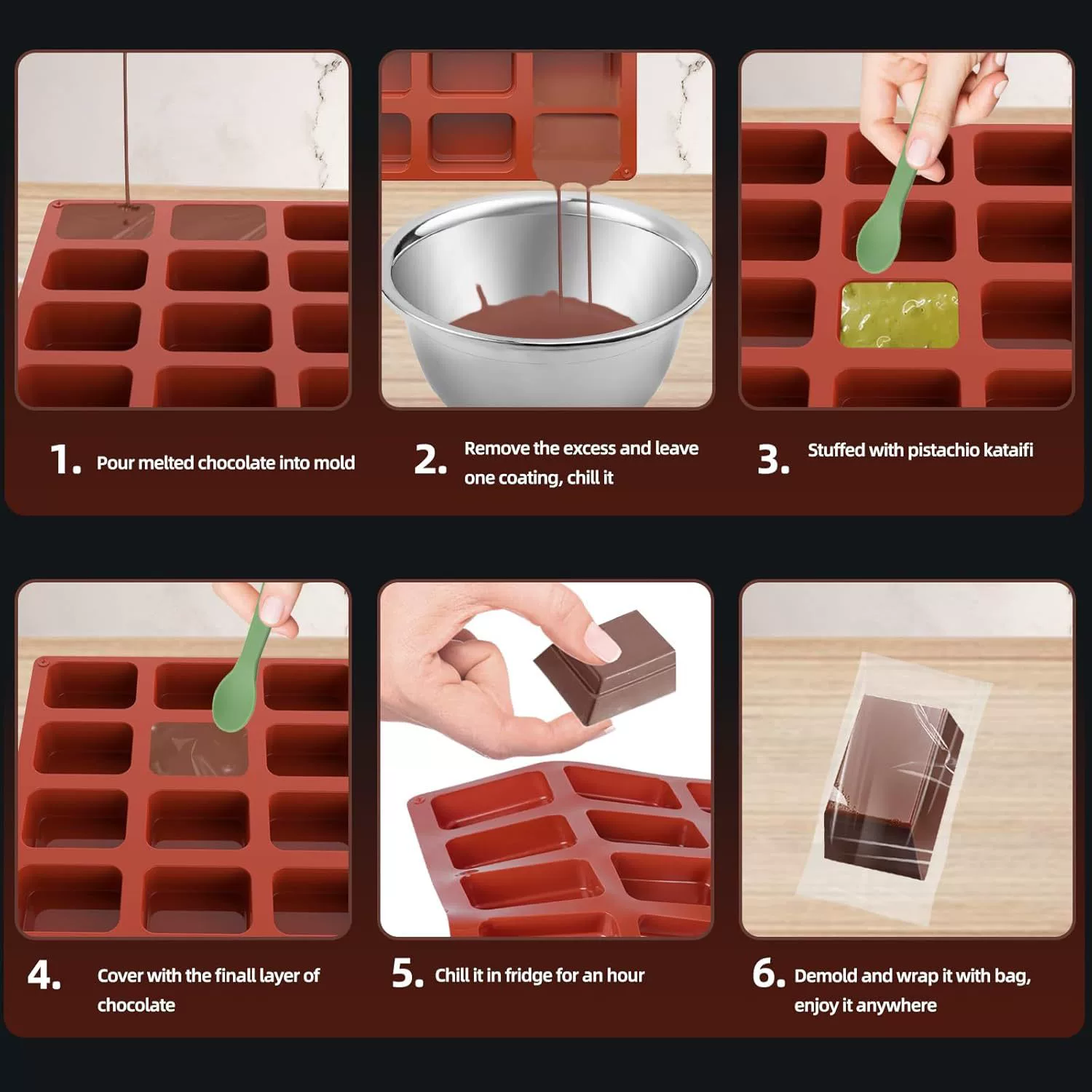 [12-камер силиконовая шоколадная палочка формочки+100 шт opp пакетыChocolate Bar Mold【YQ】]