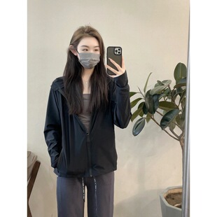 Ice Silk Cool Sense Cardigan Black Thin Sun Protection Clothing Women's Summer 2025 New Loose Hooded White Jacket Top
