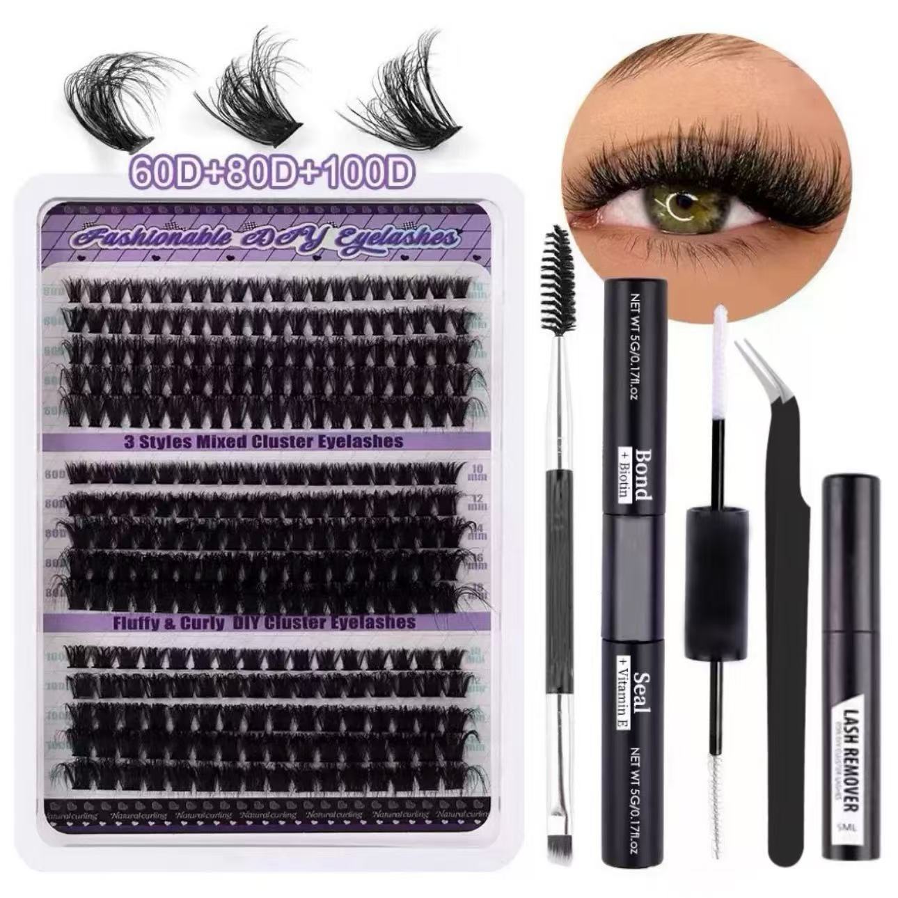 Conjunto de pestañas falsas transfronterizas 6D, pestañas segmentadas, pestañas estereoscópicas densas, mixtas largas, pestañas de gran capacidad.