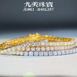 莫桑网球链S925纯银手链男女2.5MM莫桑石手链D色欧美嘻哈跨境热卖