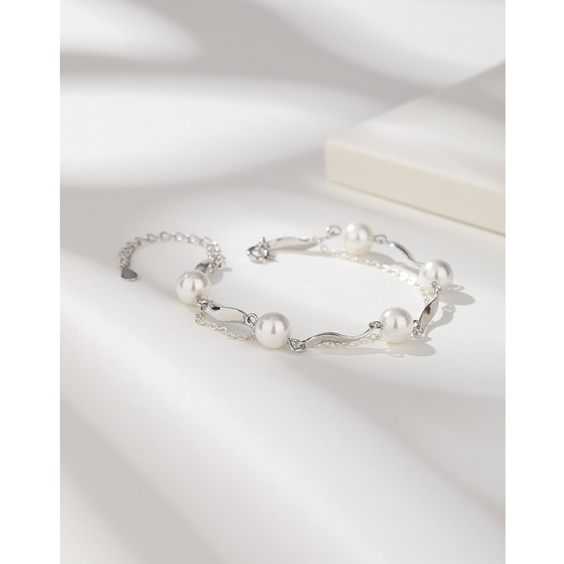 Luz de lujo de alta gama de moda nicho exquisita pulsera de rebordear novias regalo Pulsera de doble capa de plata esterlina s925