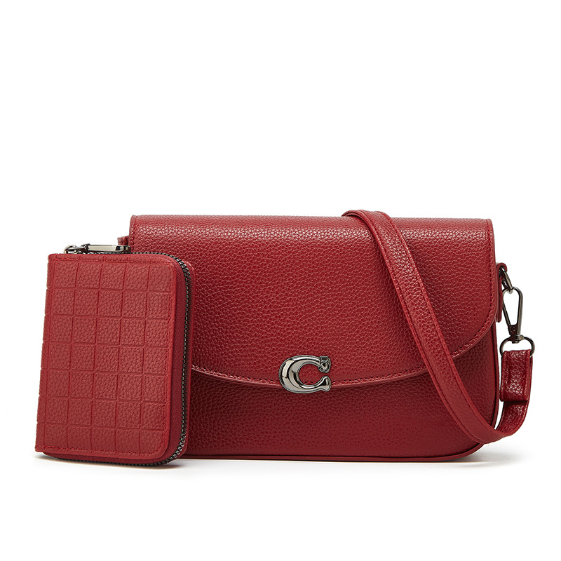 Bolso de mujer 2026 nuevo bolso de cuero suave portátil de hombro, bolso cuadrado simple de gran capacidad