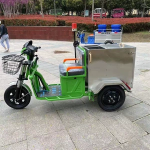 90 Liters Stainless Steel Electric Fast Cleaning Vehicle Three Wheels Garbage Collection Cleaning Garbage Transporter