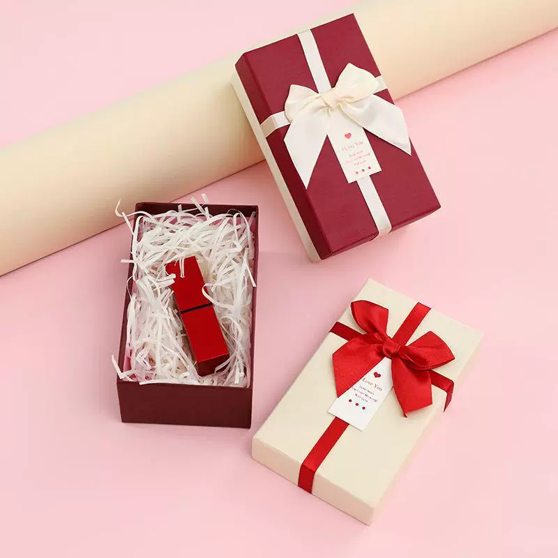 Rectangular lipstick with bow, cosmetic perfume, gift box