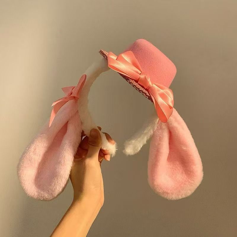 Otoño y invierno lindos estereoscópicos de peluche bandeja de cabello de dibujos animados orejas de gato orejas de conejo lavar la cara bandeja de cabello rojo al por mayor accesorios para el cabello