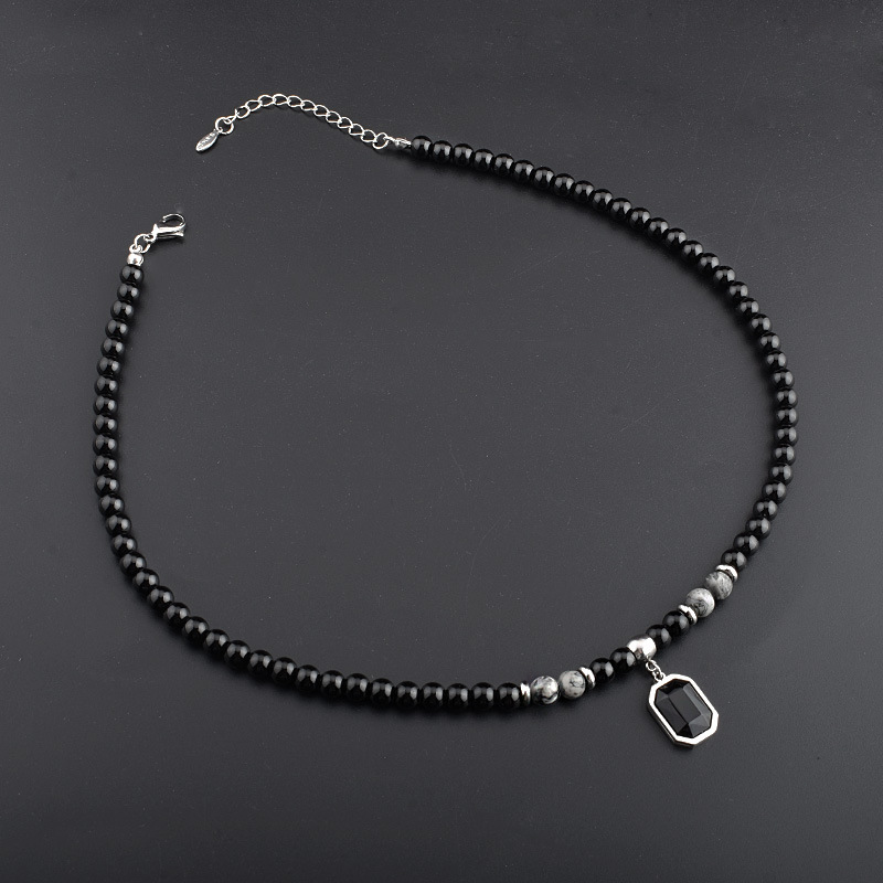 Necklace Classification Retro Round Beaded Titanium Steel Men's Necklace Men Pendant Necklaces