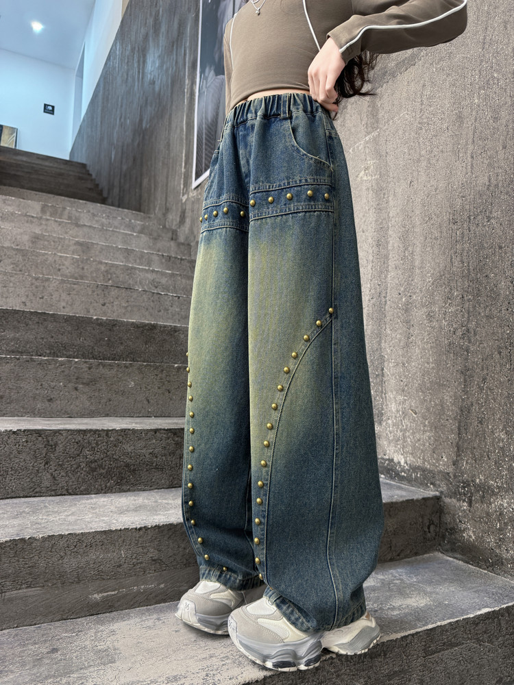 Spot 25008 Retro Pearl Jeans New Children's Miscellaneous European And American Jeans_voghion.com
