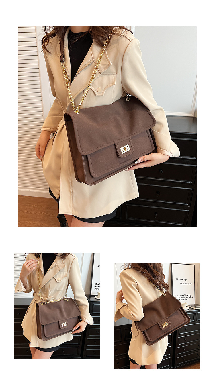 Large capacity for women's autumn and winter 2023 new fashionable frosted chain crossbody commuting tote bag_voghion.com