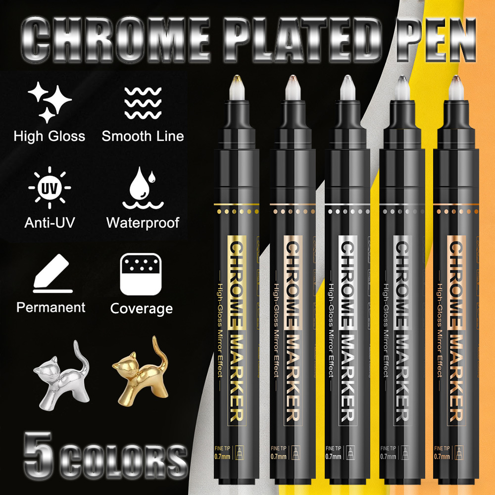 Nuevos productos transfronterizos espejo cromado modelo de pintura de contorno de automóvil pintura de pintura de metal cromado lápiz