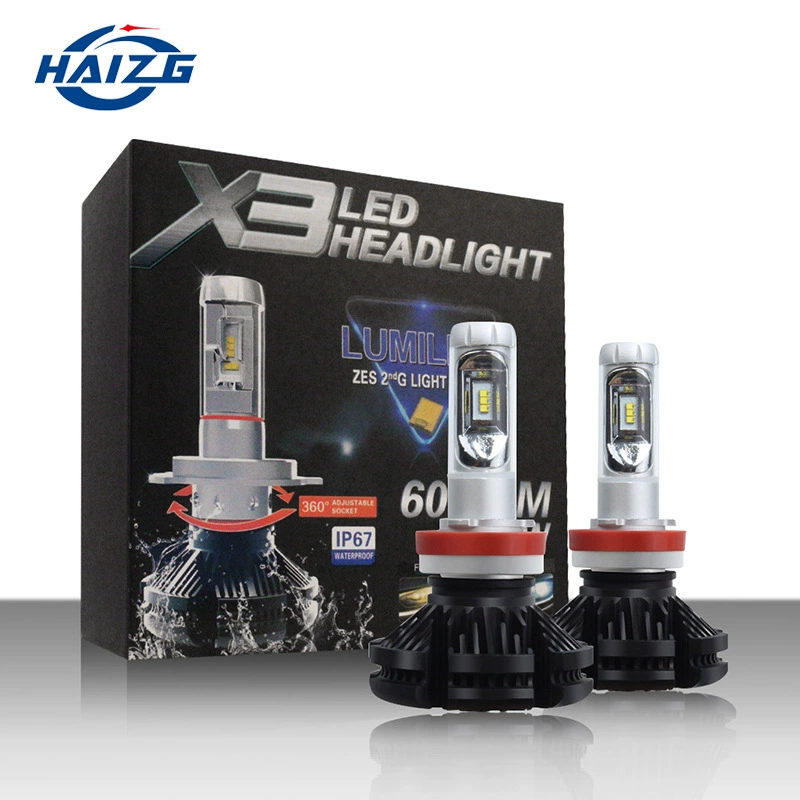 Светодиодные фары X3 для автомобиля, передние фары H4/H7/H11/9005/9006, дальний и ближний свет, улучшенная версия светодиодных фар для авто