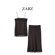 ZARZ 自制 欧美风 新款女装 丝缎质感蕾丝上衣丝缎质感蕾丝半身裙