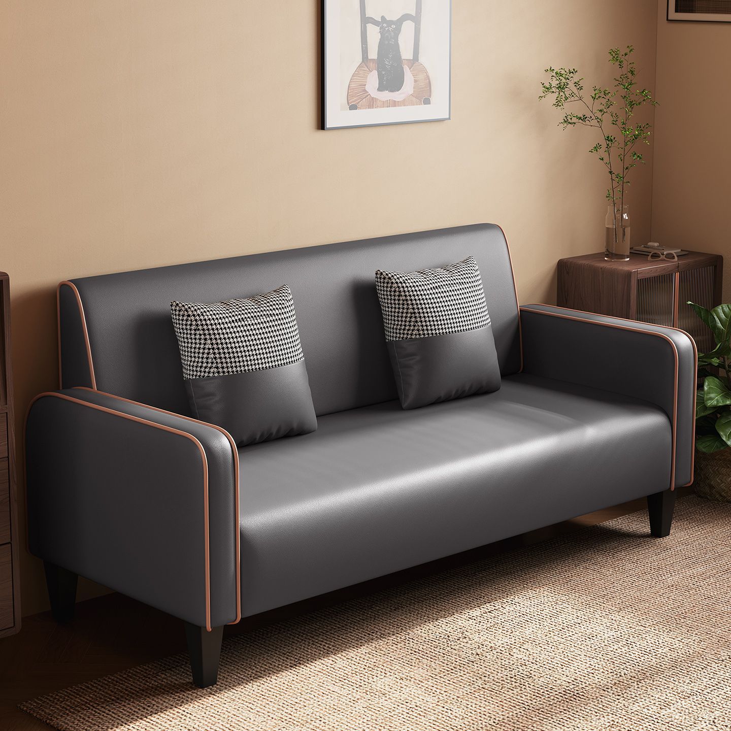 Light Luxury Fabric Sofa Apartment Small Living Room Sofa Wash-Free Technology Cloth Double Three-Person Simple Small Sofa