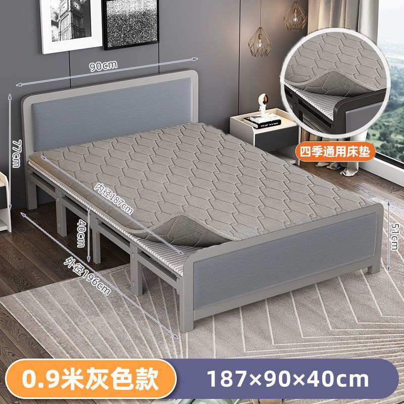 Camas dobles plegables cuádruples cama de madera casera cama de hierro cama de alquiler cama de piso cama cama cama de hierro forjado cama plegable portátil